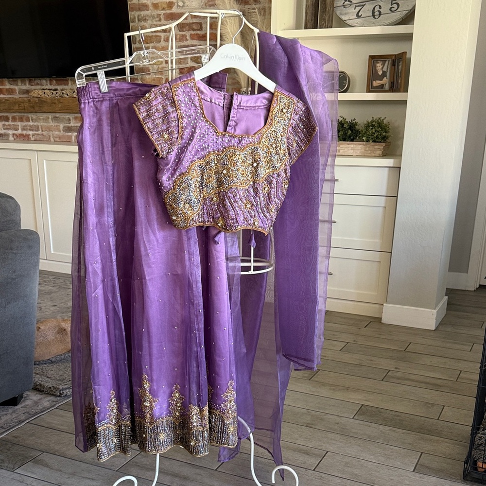 Purple and Gold Lehengha